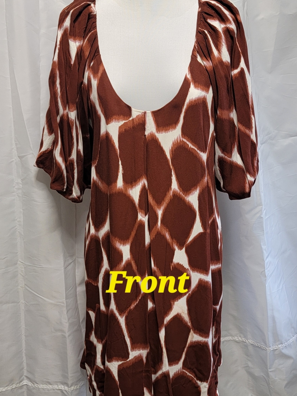 Corey Lynn Calter Brown and Cream Giraffe Print Bouson Short Dress